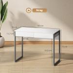 Secretária com 2 Gavetas 100x50 cm Mesa de Computador Pernas de Aço para Casa Escritório Espaços Pequenos Branco Brilhante