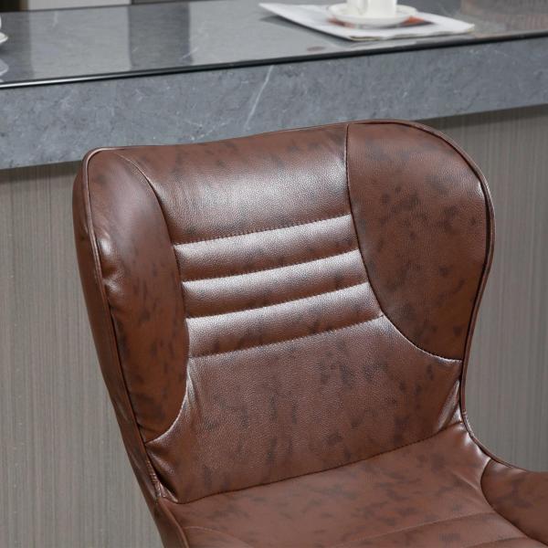 Conjunto de 2 Bancos de Bar Estofados em Couro Sintético Bancos Altos com Altura Ajustável Giratório com Encosto e Apoio para os Pés 46,5x54x88 - 108cm Marrom