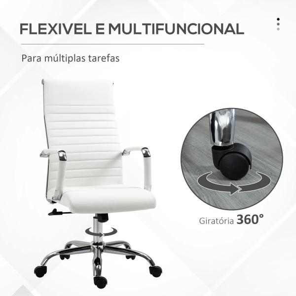 Cadeira de Escritório Ergonómica Giratória 360° Basculante com Altura Ajustável 54x62x104 - 114 cm Branco