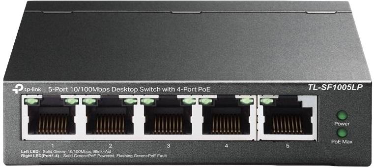 Switch 5 Portas 10/100Mbps UnManaged PoE+ TL - SF1005LP (4x Portas PoE) - TP - LINK