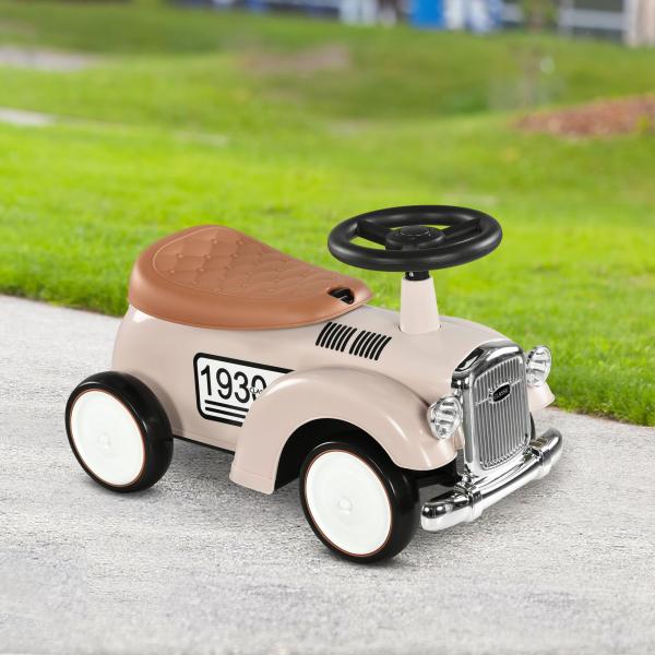 Carro Andador para Bebé de 12 a 36 Meses com Buzina Compartimento de Armazenamento e Volante 58x27x35 cm Creme