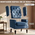 Poltrona de Sala de Estar Poltrona Moderna para Dormitório com Pés de Madeira Poltrona Individual 74x86x102 cm Azul