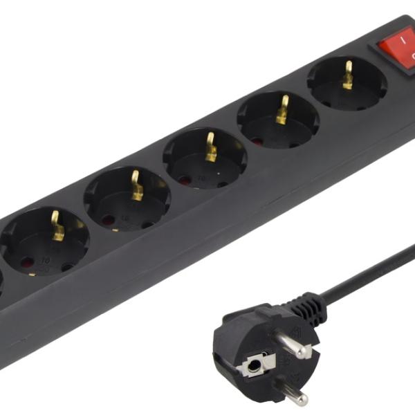 Extensão Sextupla c/ Interruptor (3 mts) - Preto