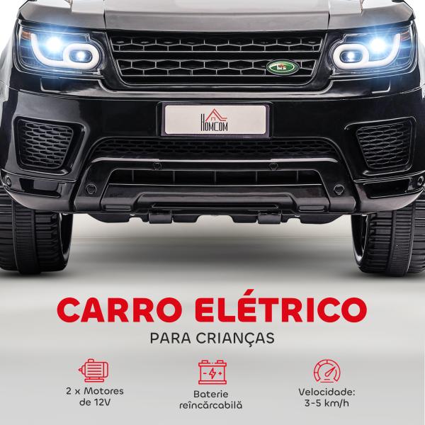Carro Elétrico SUV Infantil 12V com 2 Motores Controlo Remoto Faróis Buzina Bluetooth Música USB e Abertura de Porta 3 - 5km/h 110x68x52cm Preto