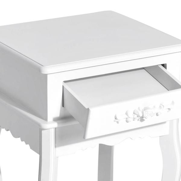 Mesa de Cabeceira com 1 Gaveta Mesa Auxiliar de Madeira para Dormitório Sala de Estar Estilo Moderno 40x35x60cm Branco