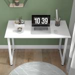 Secretária Moderna Mesa de Estudo com Estrutura de Aço e Pés Ajustáveis Mesa de Computador 120x60x76 cm Branco