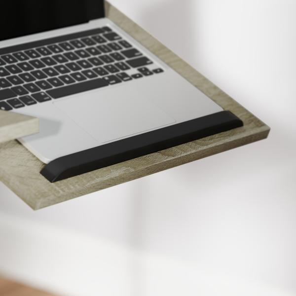 Mesa Auxiliar com Rodas Altura Ajustável Superfície Inclinável e Estrutura de Metal 57x40x67,5 - 101 cm Carvalho e Branco