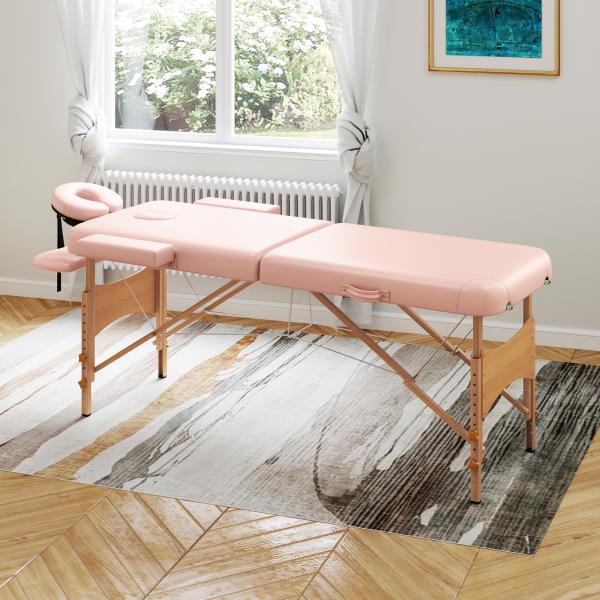 Marquesa de Massagem Dobrável Marquesa com Altura Ajustável Desenho Ergonómico 185x60x64 - 88 cm Rosa