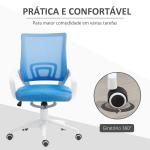 Cadeira de Escritório de Malha Giratória com Altura Ajustável Função Basculante e Apoio para os Braços 57x55x89 - 109 cm Azul