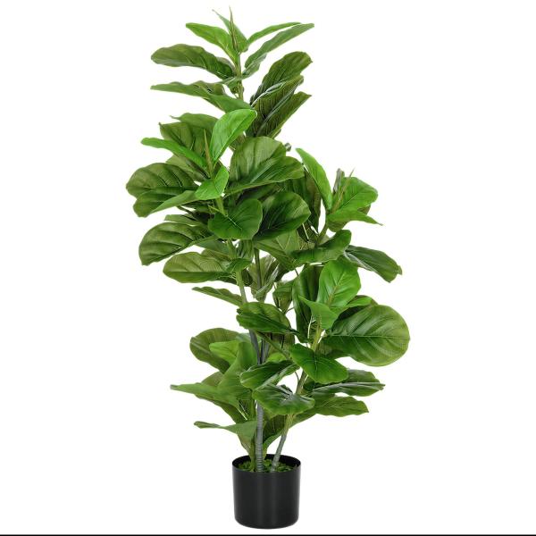 Planta Artificial Ficus 110 cm Planta Artificial com 90 Folhas Musgo e Vaso Planta Artificial Decorativa para Interior e Exterior Verde