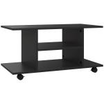 Móvel para TV para Televisores de até 42 Polegadas Móvel de TV com Prateleiras e Rodas com Travão 80x40x40cm Preto