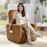 Poltrona Relax Reclinável Manual Estofada em Veludo com Apoio para Pés 73x86x100 cm Marrom