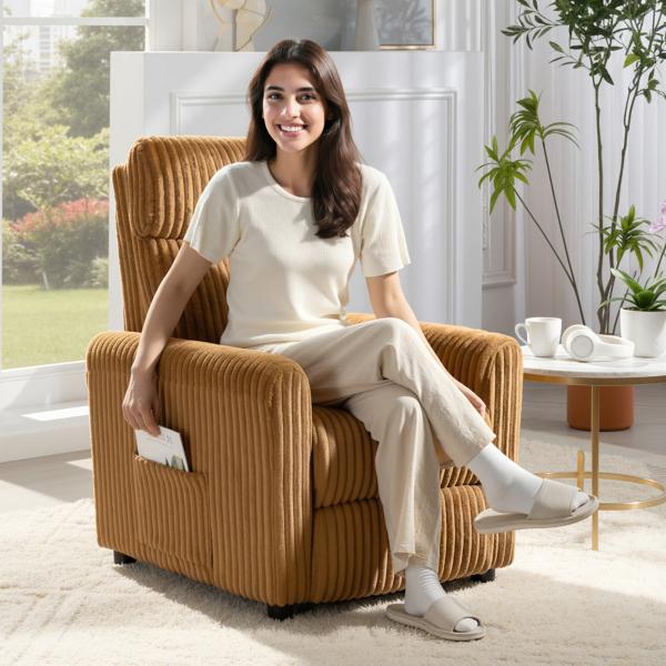 Poltrona Relax Reclinável Manual Estofada em Veludo com Apoio para Pés 73x86x100 cm Marrom