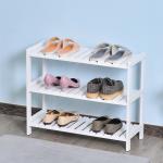 Sapateira de Madeira de 3 Níveis para até 9 Pares de Sapatos para Entrada Corredor Dormitório 70x26x57,5cm Branco