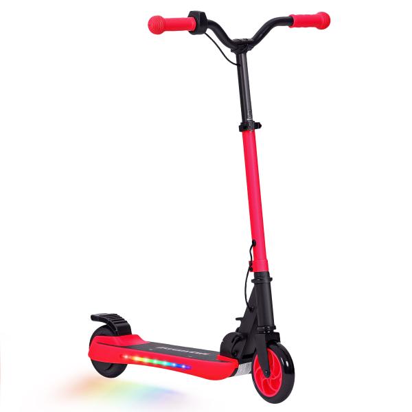 Trotinete Elétrica Dobrável para Crianças 120 W Autonomia 6 km e Máximo 10 km/h com Travão Luzes LED 74x52x83 - 87 cm Vermelho