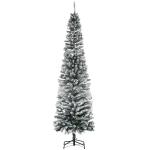 Árvore de Natal 225 cm Árvore de Natal Artificial Nevado com 738 Ramos e Suporte de Metal Verde e Branco