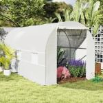 Estufa tipo Túnel 445x200x200 cm com Porta Enrolável e 6 Janelas Cobertura de PE 140 g/m² Anti - UV Branco