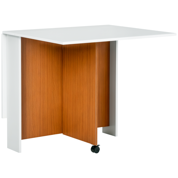 Mesa de Sala de Jantar Dobrável com Rodas Mesa Multifuncional para Sala de Jantar 120x80x73cm Branco e Teca