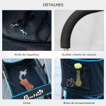 Carrinho para Animais de Estimação 3 em 1 Dobrável com Bolsa de Transporte Cesta de Armazenamento e Travão 82x49,5x98cm Azul