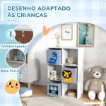 Estante para Brinquedos com 6 Compartimentos e 3 Caixas de Tecido não Tecido e Desenho de Animais 61,8x29,9x91,5 cm Branco e Cinza