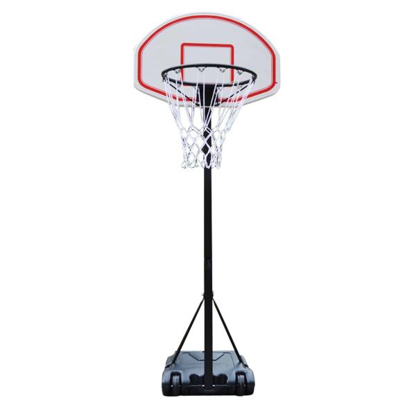 Tabela de basquetebol dobrável e ajustável em altura 150 - 210 cm branco preto e vermelho