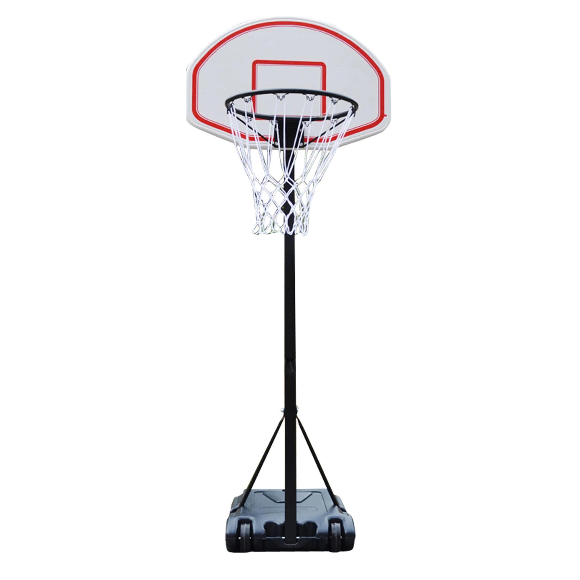 Tabela de basquetebol dobrável e ajustável em altura 150 - 210 cm branco preto e vermelho