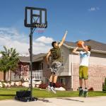 Tabela de Basquetebol de Exterior com Altura Ajustável Suporte Rodas Base Recarregável e Bolsa de Peso 90x60x305 cm Preto