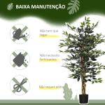 Ficus Artificial com Troncos Planta Artificial com Vaso e 702 Folhas Realistas para Ø15x130 cm Verde