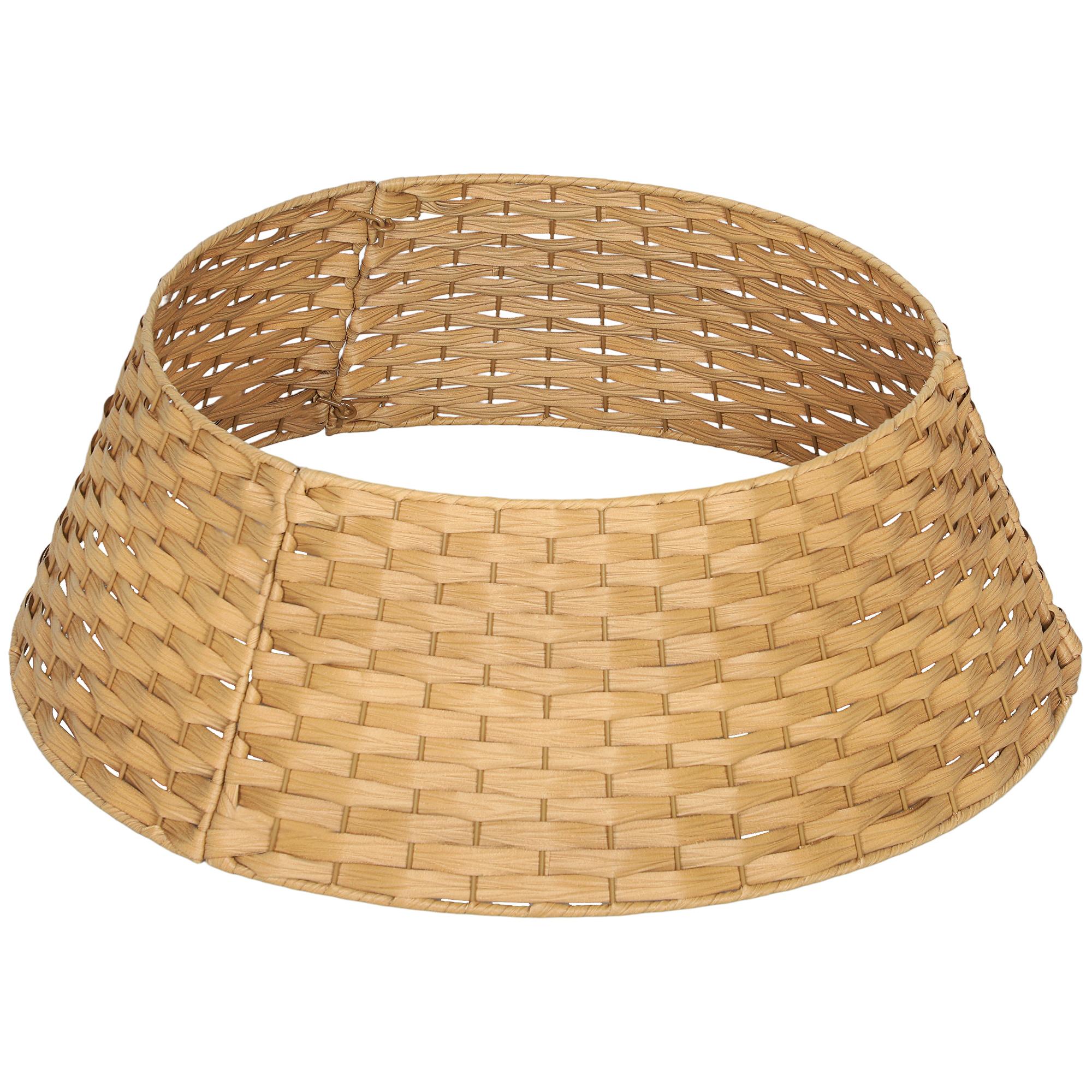 Saia para Árvore de Natal Rústica com Design Entrançado e Cobre - pé Ø68x22 cm Natural