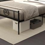 Estrutura de Cama Individual de Metal 31cm para Colchão 90x190cm com Cabeceira com Forma de Coração Estrutura de Cama com Espaço em Baixo de Armazenamento 95x196x100cm Preto