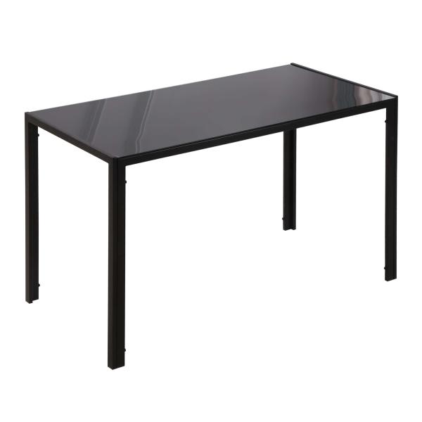 Mesa Sala de Jantar de Cristal Mesa Retangular para 4 - 6 pessoas com Pés de Metal Multifuncional 120x60x75 cm Preto