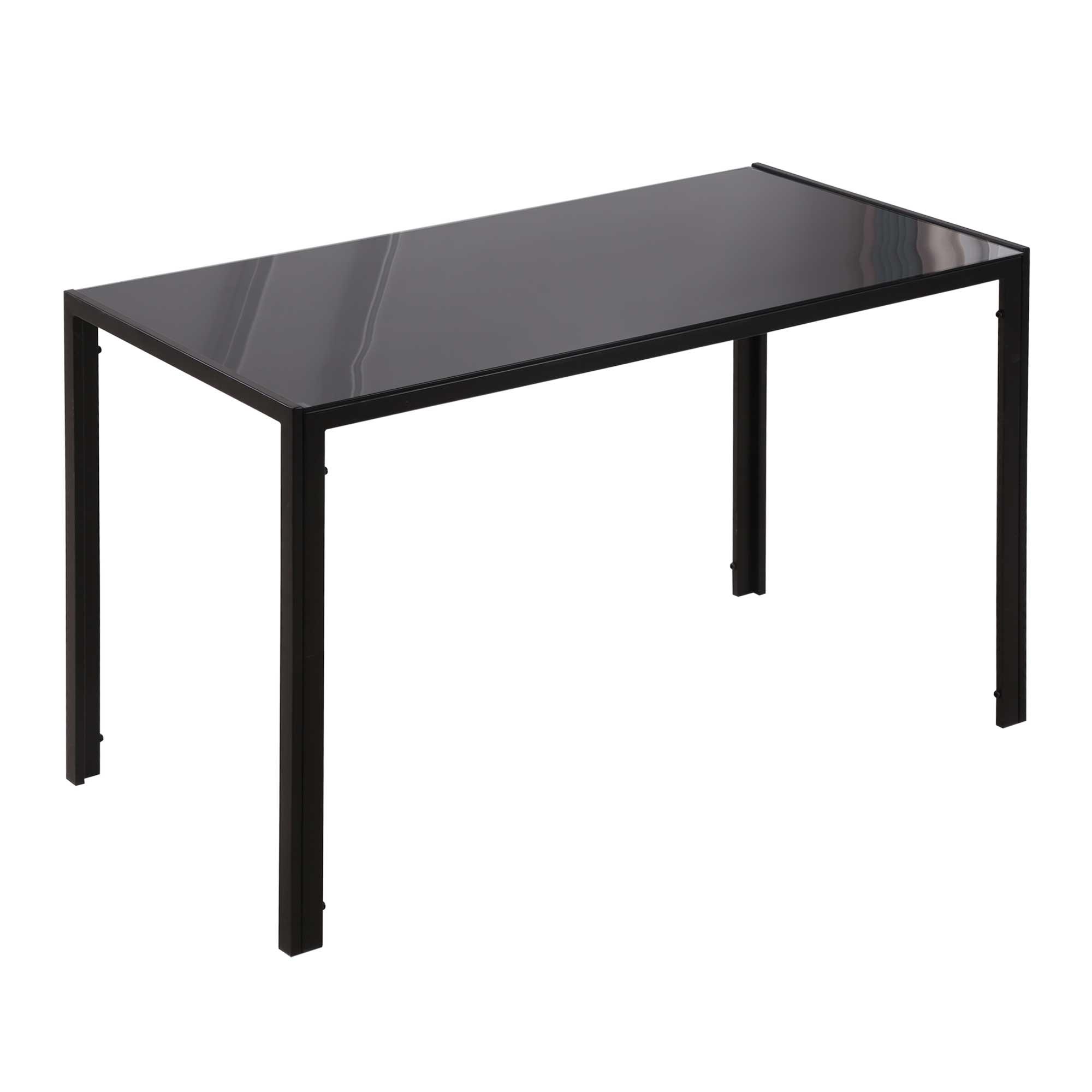 Mesa Sala de Jantar de Cristal Mesa Retangular para 4 - 6 pessoas com Pés de Metal Multifuncional 120x60x75 cm Preto