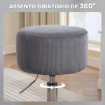 Banco de Bar Banco Alta de Cozinha Ajustável em Altura 52 - 66 cm Estofado em Veludo Giratória a 360° Cinzento