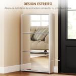 Sapateira Estreita com Espelho para 9 Pares de Sapatos para Corredor Espaços Reduzidos 65x17x114,5 cm Branco