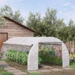 Estufa Tipo Túnel de Jardim 6x3x2m com Porta Enrolável 12 Janelas Cobertura de PE 140g/m² e Metal Galvanizado para Cultivos de Plantas Verduras Branco