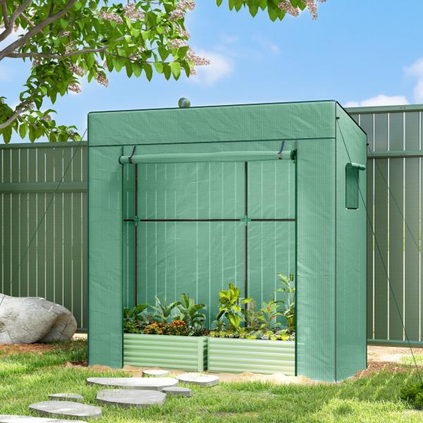 Estufa de Exterior com Janelas de Malha e Porta com Fecho de Correr Estufa para Cultivar Plantas e Flores 196x77x197 cm Verde