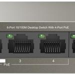 Switch PoE 6P Gigabit 10/100Mbps TEF1106P - 4 - 63W - TENDA