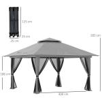 Tenda Dobrável Pop - UP 3,92x3,92x2,83 m com Altura Ajustável Proteção UV50+ Rede Mosquiteira e Bolsa de Transporte Cinza