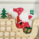 Calendário do Advento de Madeira com 24 Gavetas Decorado com Pai Natal no Trenó Decoração de Natal 22,5x8x36 cm Madeira