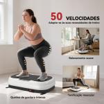 Plataforma Vibratória 50 Velocidades 3 Programas com Ecrã LED com Controlo Remoto Bandas Elásticas 52x34x14 cm Preto e Branco