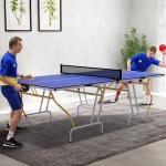 Mesa de Ping - Pong Dobrável com Rede Apoio para os Pés Ajustáveis e Estrutura de Aço para Interior e Exterior 274x152,5x76 cm Azul