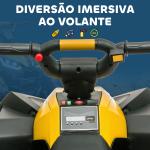 Quadriciclo Elétrico para Crianças de 3 - 5 Anos Veículo Eléctrico a Bateria 12V com 2 Motores 83x53x55,5 cm Amarelo