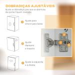 Armário de Cozinha com 4 Portas Gaveta e Prateleiras Ajustáveis para Sala de Jantar Estilo Moderno 60x38x161 cm Branco