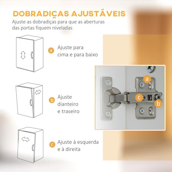 Armário de Cozinha com 4 Portas Gaveta e Prateleiras Ajustáveis para Sala de Jantar Estilo Moderno 60x38x161 cm Branco