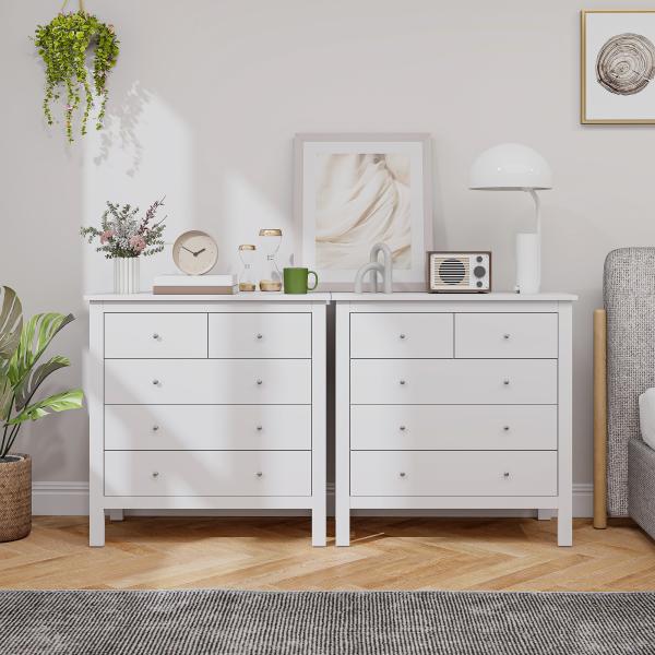 Cómoda com 5 Gavetas com Pés Elevados para Sala e Escritório Estilo Moderno 79x39,5x80,5 cm Branco