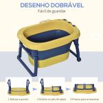 Banheira Dobrável para Bebé de 0 - 6 Anos Capacidade 105L Banheira Portátil para Crianças 75,3x55,4x43cm Amarelo e Azul