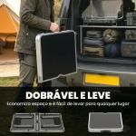 Conjunto de Campismo de 5 Peças Mesa Dobrável com Assentos Inclui 1 Mesa Ajustável em Altura com Orifício e 4 Assentos Preto