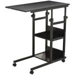 Mesa Lateral para Sofá Mesa lateral em Forma de C com 4 rodas Giratórias Freios Altura Ajustável 3 níveis Estrutura Metálica 80x40x72 - 82cm Preto