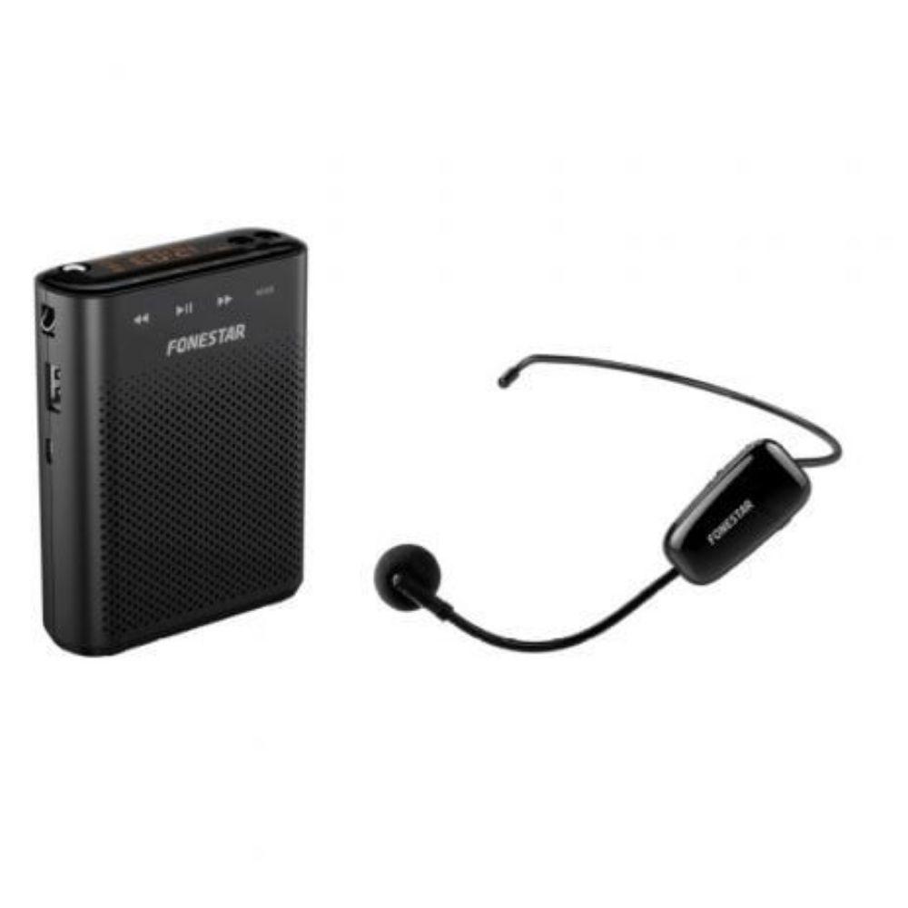 Fonestar Amplificador Portátil USB/MicroSD/MP3 Microfone Sem Fios Preto — Recondicionado