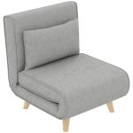 Poltrona 2 em 1 Sofá Cama Individual Dobrável com Encosto Ajustável e Almofada Carga 150 kg 72x78x79 cm Cinza